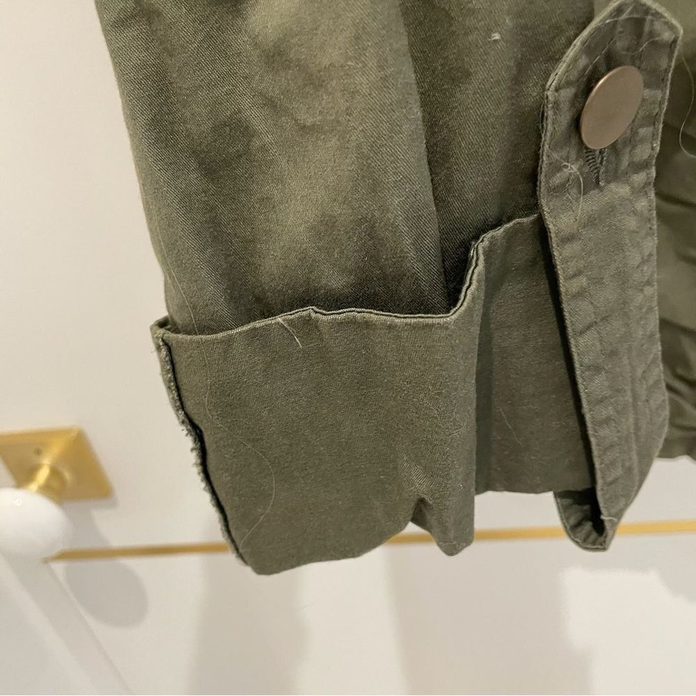 Green Utility Jacket Lightweight Ruched‎ Zip Front Small - Picture 7 of 11